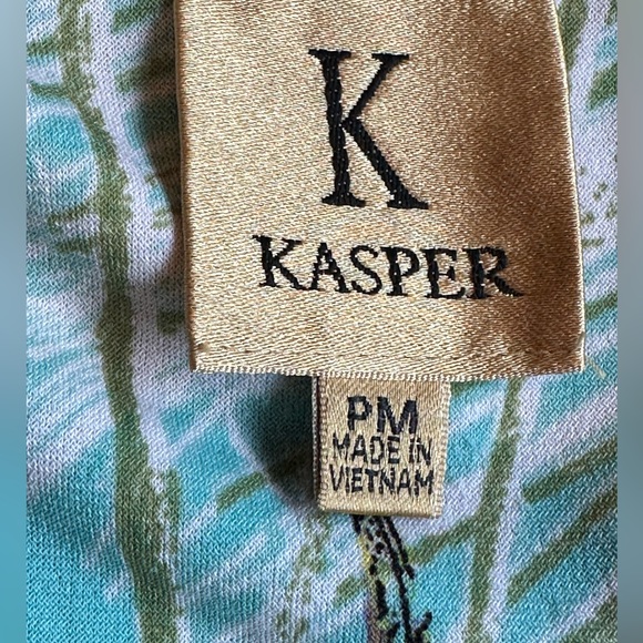 Kasper Beautiful Colors Peacock Feather Maxi V Neck Tie In Front Dress SZ PM - Picture 8 of 13